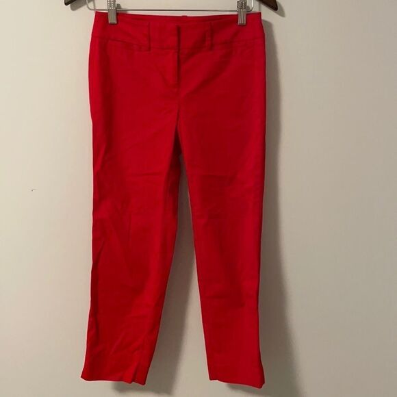 𝅺Ann Taylor Factory Petite Red Ankle Cropped Pants Size 00P - Picture 1 of 7